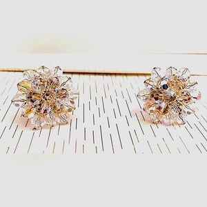 Free w/ bundle purchase - Stunning Cut Crystal Aurora Borealis Vintage Earrings
